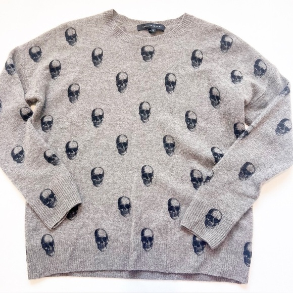 Skull Cashmere Sweaters - Skull Cashmere Crewneck Sweater whimsigoth